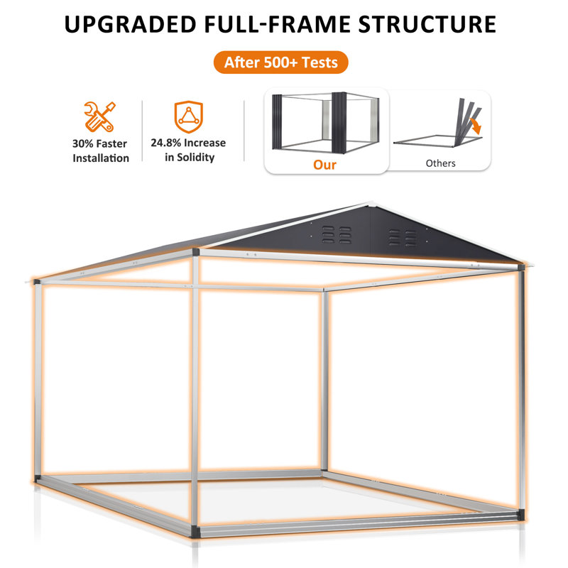 Polar Aurora 10 x 14 FT Black Metal Outdoor Storage Shed with Updated Frame