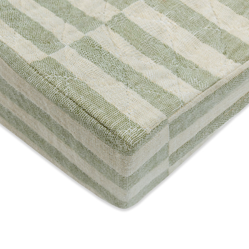 Stripe Quilted Muslin Changing Pad Cover, Moss