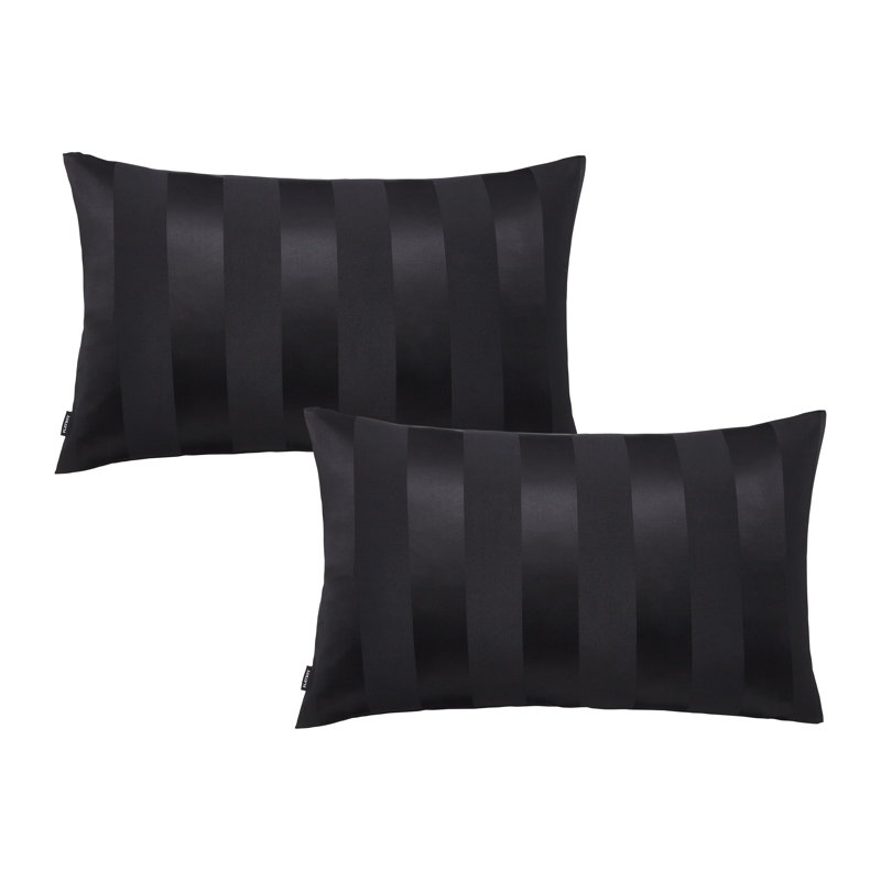 Soft Satin Stripe Standard Pillowcase, Black