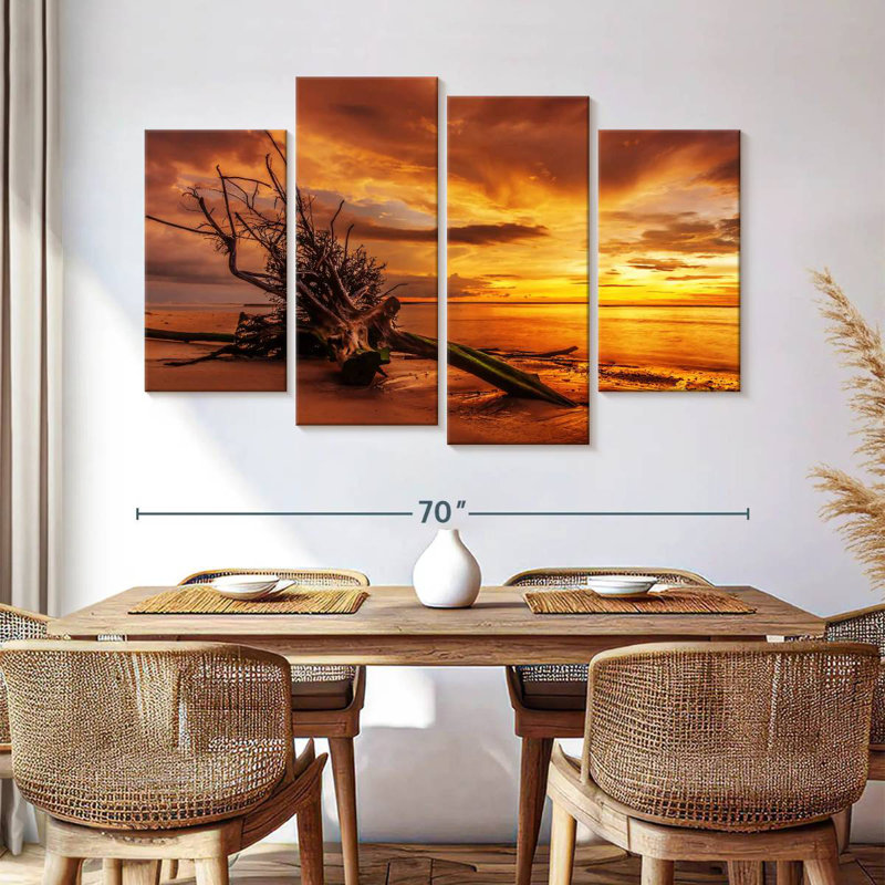 Gillard Beach Driftwood au coucher du soleil, H 42 po x l 68 po