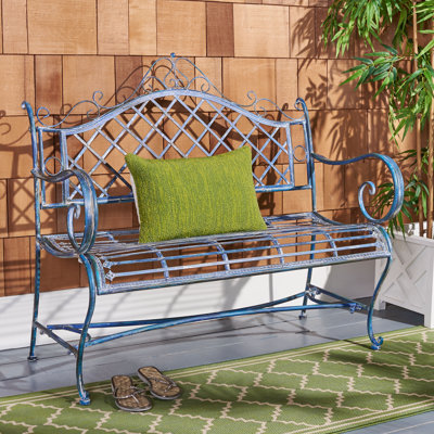 Hornellsville Wrought Iron Garden Bench by Ophelia & Co.
