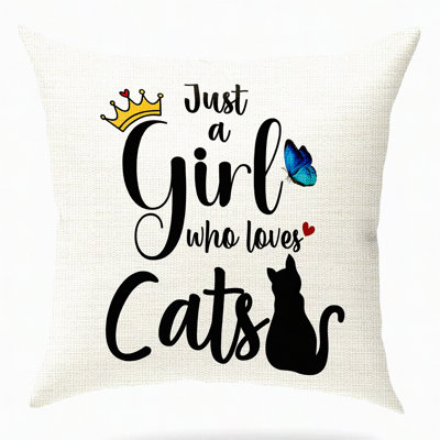 Cat Lover's Cotton Linen Throw Pillow Cover - Just A Girl Who Loves Cats - Gifts - Sofa, Living Room, Bedroom Décor