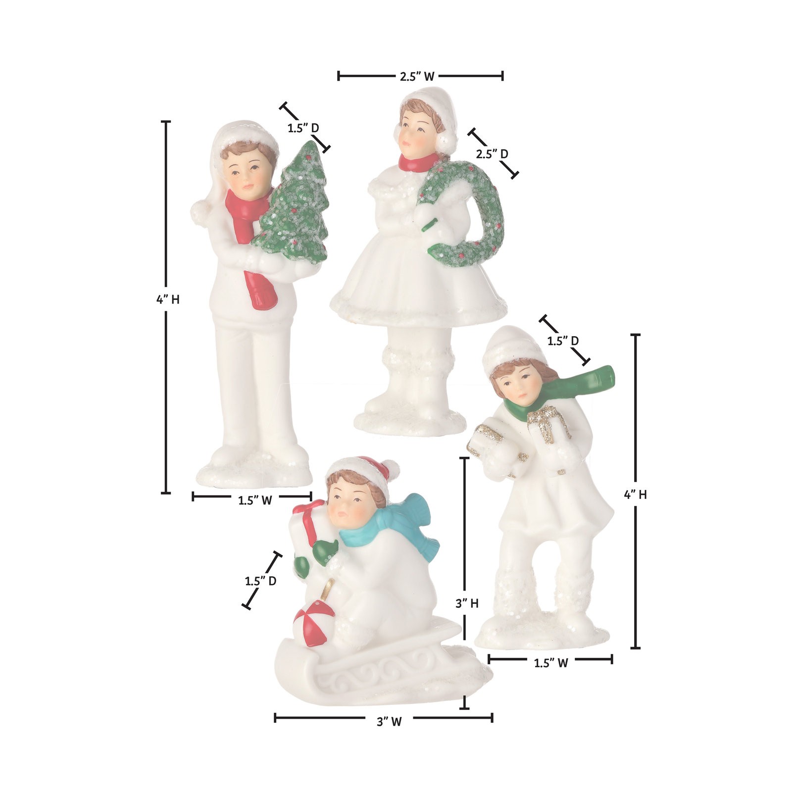 2.5-4.5" Porcelain Winter Children