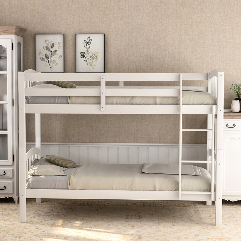 Lit simple superposé au-dessus blanc avec option de plateforme de couchage stable