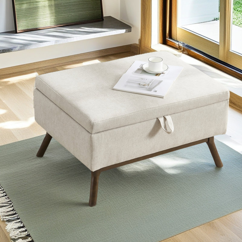Banc de rangement Mid-Century, Beige
