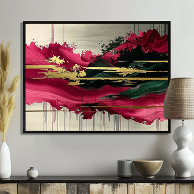 Abstrait rose et noir Fragments Of Time I - Peinture abstraite, art mural