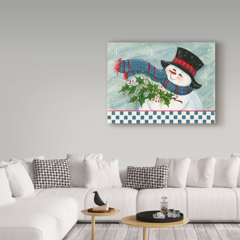 « bonhomme de neige avec holly », art sur toile, H 14 po x l 19 po x P 2 po