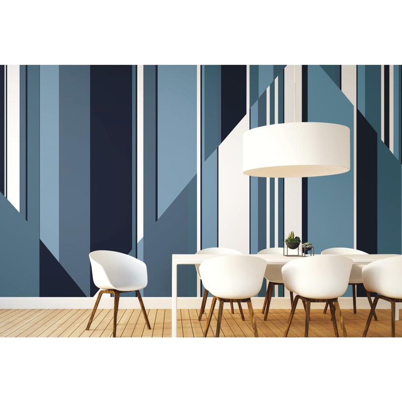 Panneau mural 6 panneaux L 10,2 po x l 151,5 po Pinwheel Stripe, Bleu