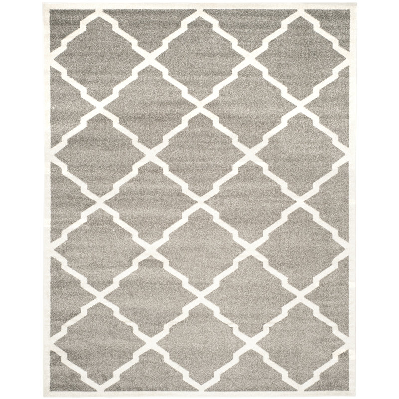 Ammundsen Geometric Dark Gray/Beige Indoor / Outdoor Area Rug, Rectangle 9' x 12'