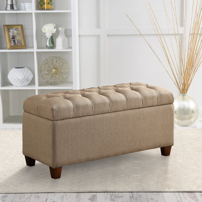 Waucoma Upholstered Storage Bench, Taupe
