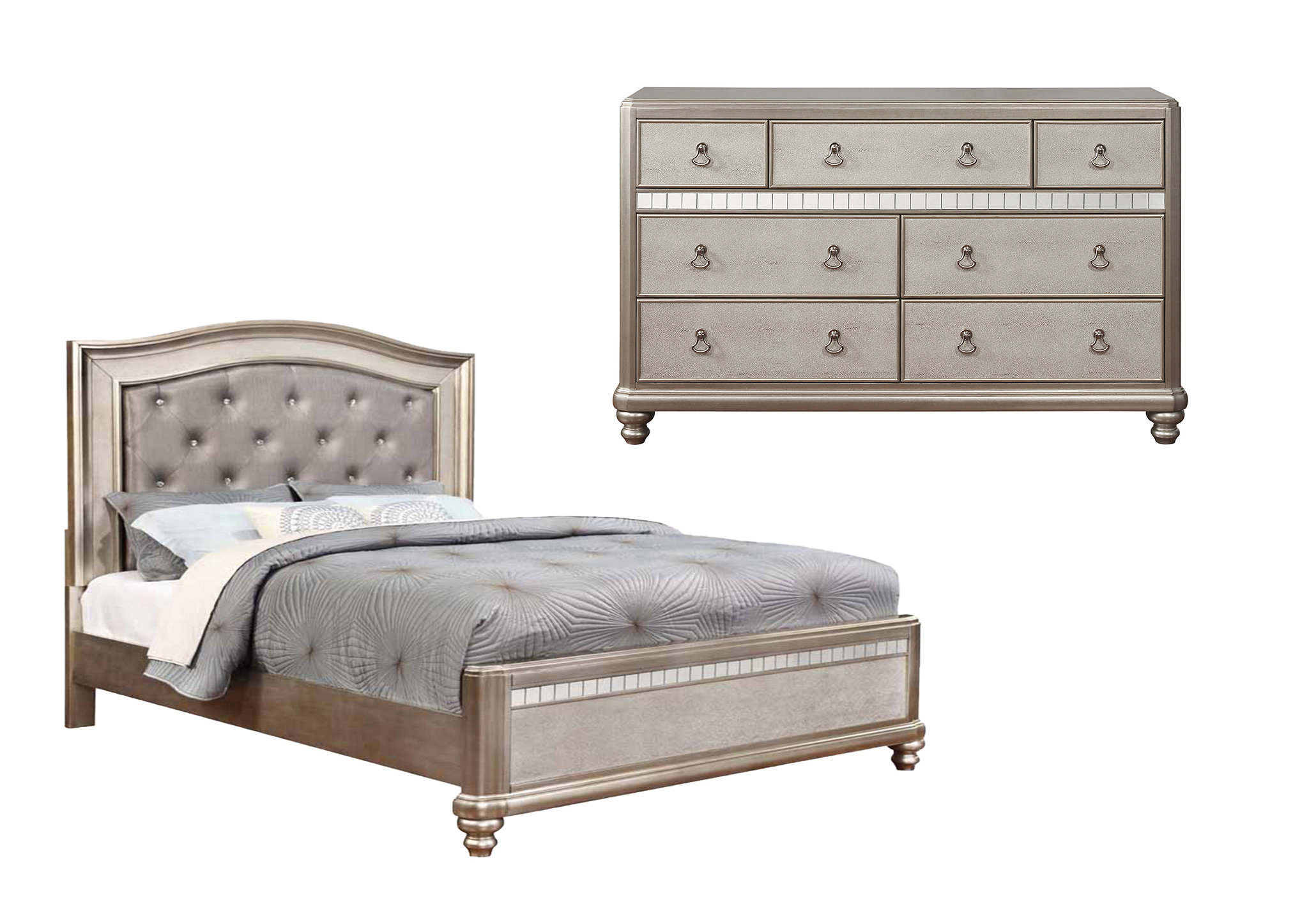 Willa Arlo™ Interiors Slay Metallic Platinum 2-Piece Queen Bedroom Set ...