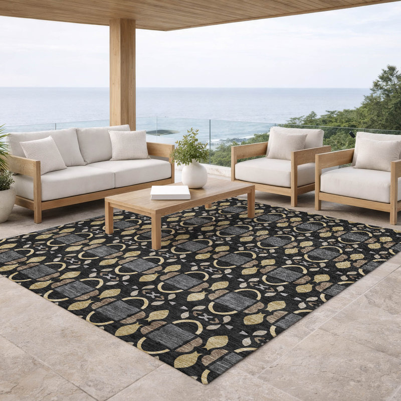 Machine Washable Indoor/Outdoor Chantille ACN2920 Striped Rug, 10' x 14', Black