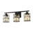 3-Light Black Metal and Crystal Vanity Light with E26 Base, Dimmable, UL Certified Bathroom Wall Fixture