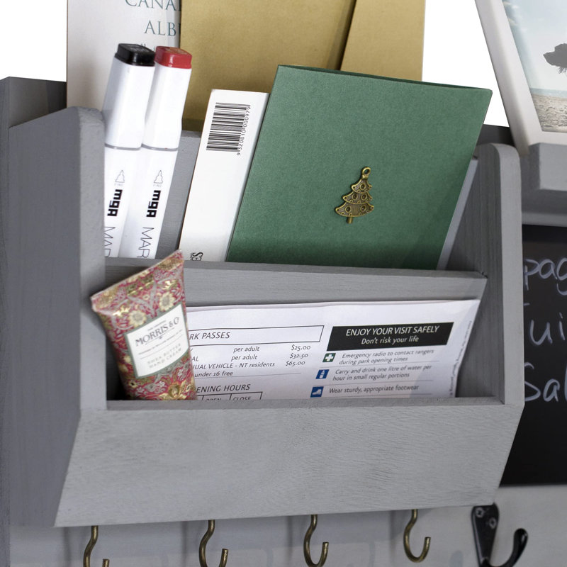AULEDIO lot de 2 organiseurs courrier mural avec crochets et étagère, porte- clés et rangement lettres, bois rustique style ferme pour hall et entrée | Leroy Merlin