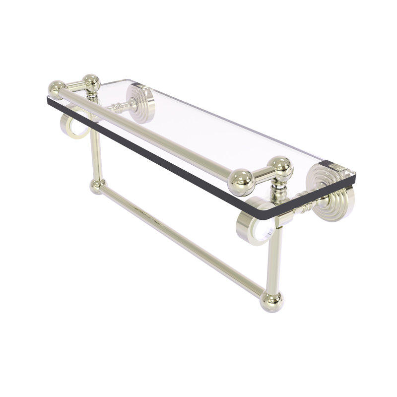 Étagère murale en verre Jarrell, H 5,5 po x l 16 po x p 6,8 po, Nickel poli