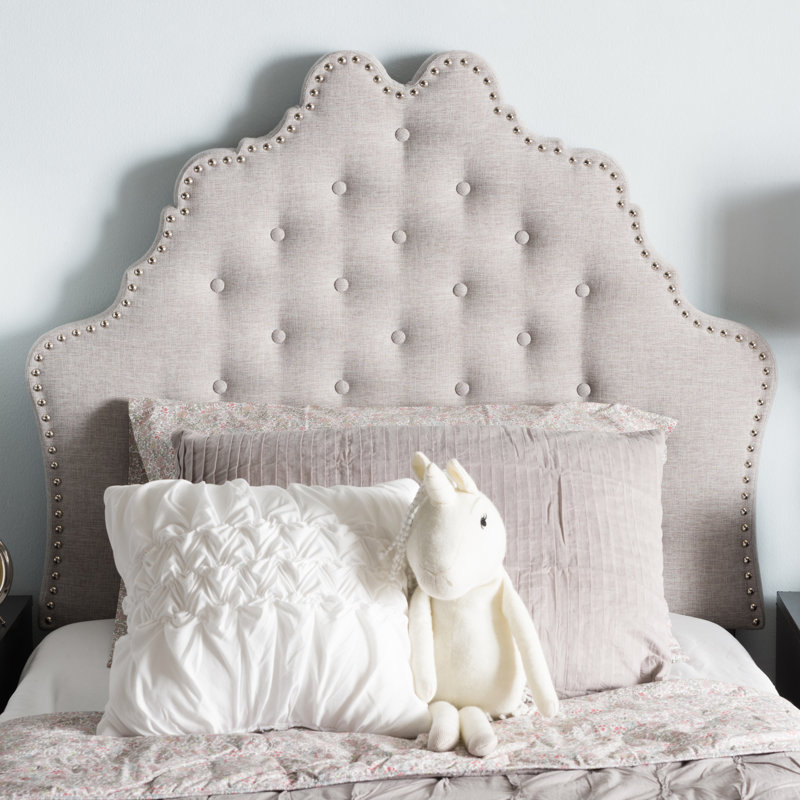 Gedeone Upholstered Panel Headboard, Twin, Grayish Beige