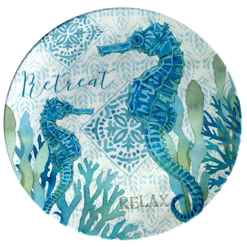 12-Piece Coastal Melamine Dinnerware Set with Animal Print