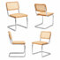 19.3" H Mid-century Modern Cantilever Dining Chair With Cane Back And Seat, Metal Frame (set Of 4)