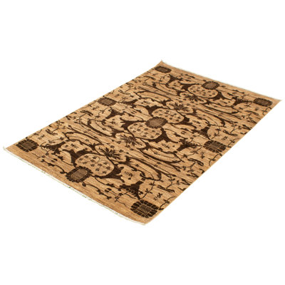 Ecarpetgallery One-of-a-kind Hand-knotted New Age 18/20 Pako Tan 5'2" X 7'8" Wool Area Rug In Tan,dark Brown