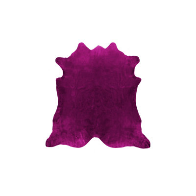 6' X 7' Purple Cowhide Hand Knotted Area Rug