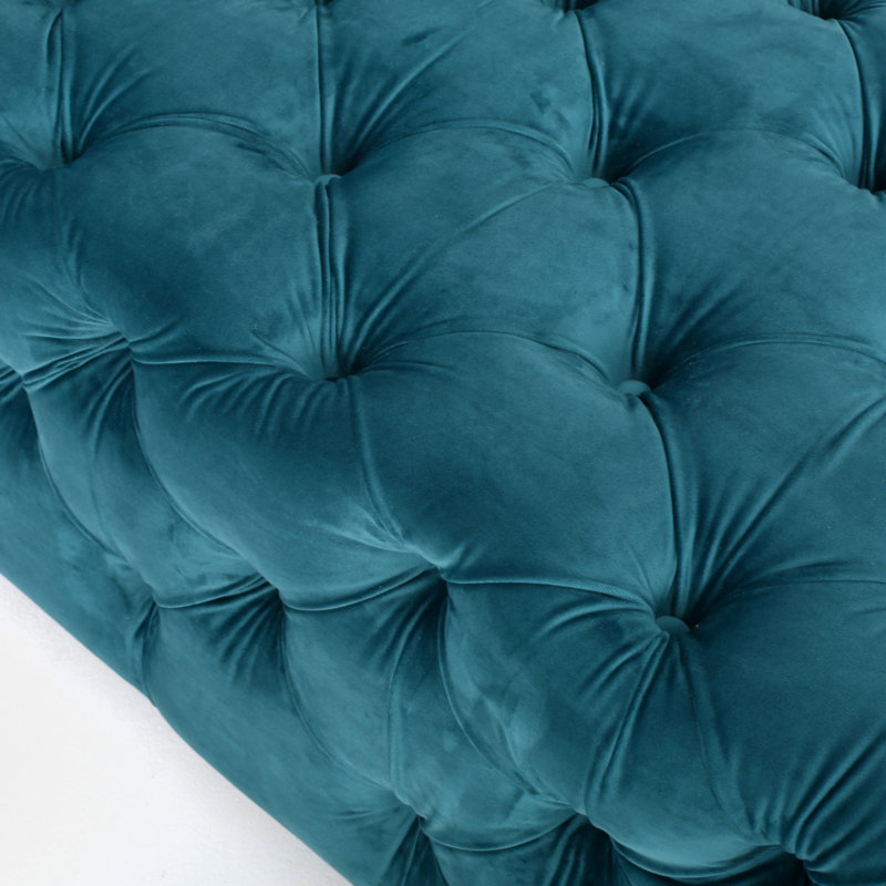 Dannetta Velvet Ottoman, Dark Teal