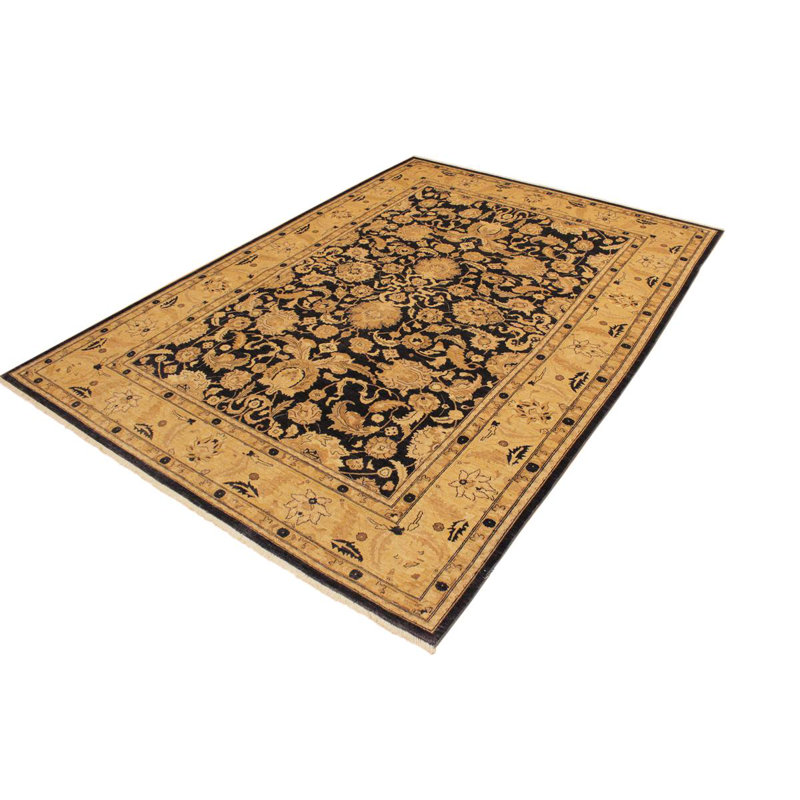 Laine dorée rectangulaire noué à la main 10 pi x 14 pi Dorr Oriental