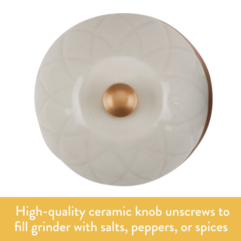 Cream Ceramic and Parawood Manual Spice Grinder