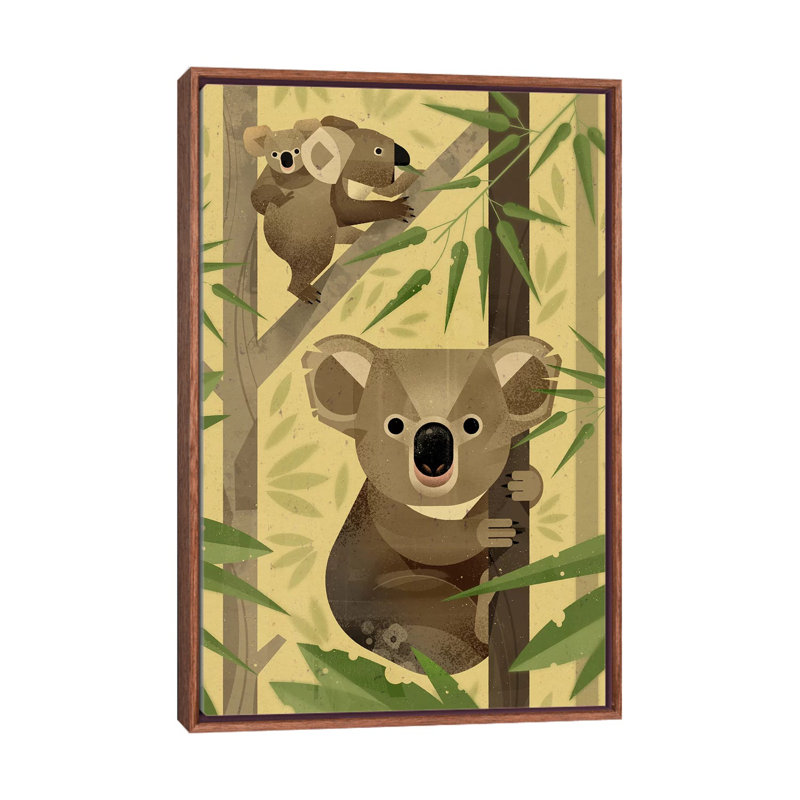 Koala 1 Piece Wall Art on Canvas, 101.6 cm H x 66.04 cm W, Classic Brown Wood Framed