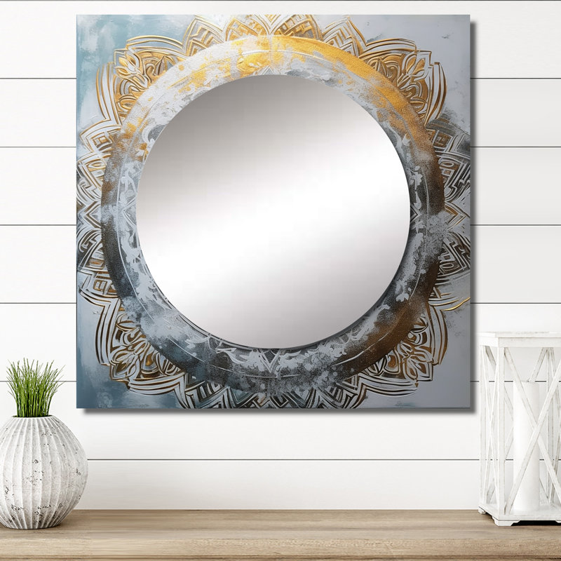Leilaney - Boho Mandala Square Living Room Wall Mirror Art, 36" x 36"