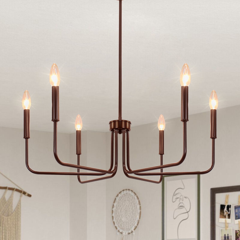 6- Light Dimmable Traditional Chandelier, Oil Rubbed Brown