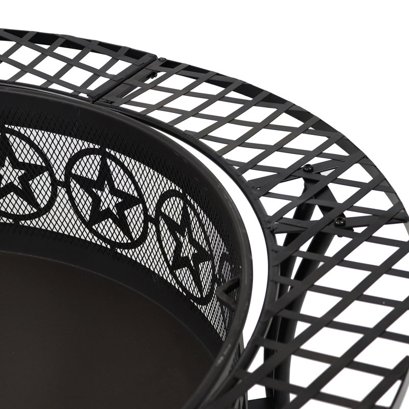Foyer de table rond en acier à finition noire avec écran Kayden