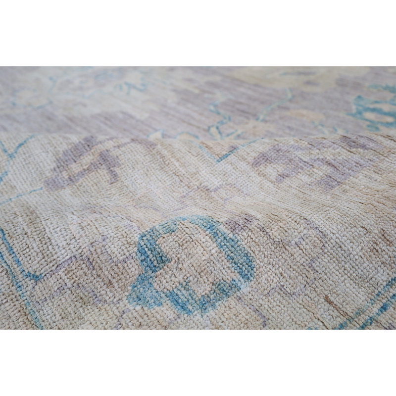 Hand Knotted Wool Area Rug in Purple And Brown