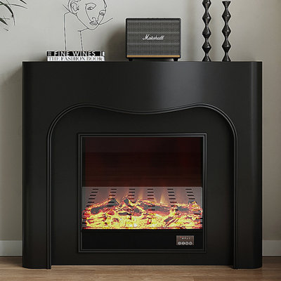 Black Manufactured Wood Electric Fireplace