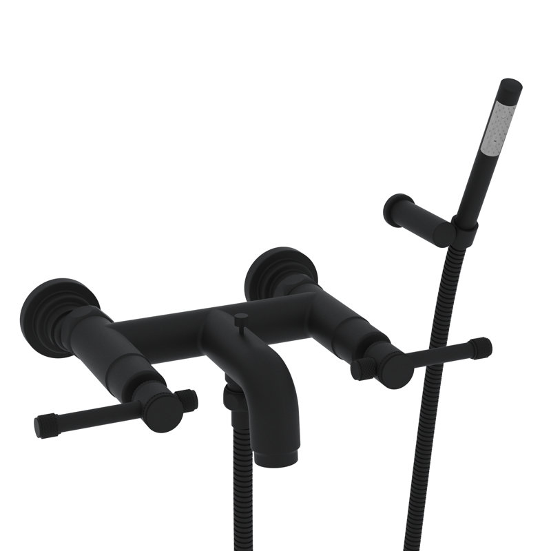 Campo Exposed Wall Mount Tub Filler, Matte Black, Industrial Metal Lever Handle
