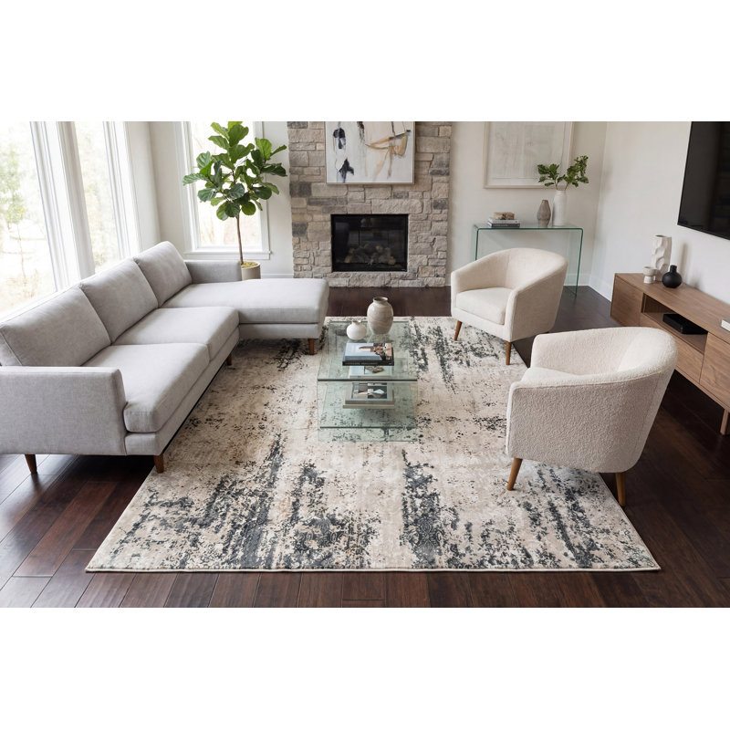 Grisby Abstract Indoor Rug, Rectangle 5'3" x 7'7"