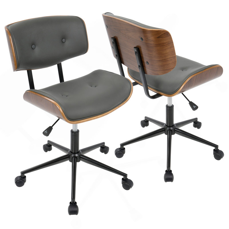 Chaise de bureau réglable pivotante en noyer et gris Lombardi par Lumisource, Gris