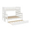 Lit superposé simple au-dessus d'un lit double avec lit gigogne en bois-836276268
