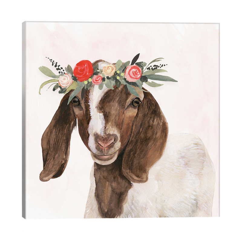 Garden Goat II by Victoria Borges - Wrapped Canvas Giclee Art Print, 45.72 cm H x 45.72 cm W x 1.91 cm D