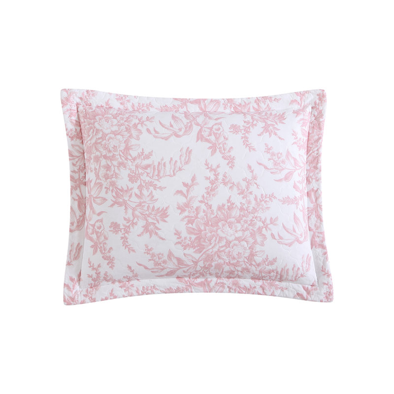 Pink Reversible Cotton Full Quilt Set with Shams