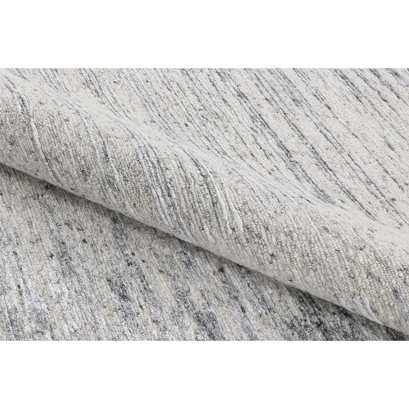 Wool Abstract Area Rug in Gray, Rectangle 10' x 14'