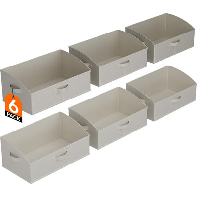 Extra Large Trapezoid Closet Storage Bins for Shelf, 6 Packs Non-woven Fabric Closet Organizer Baskets