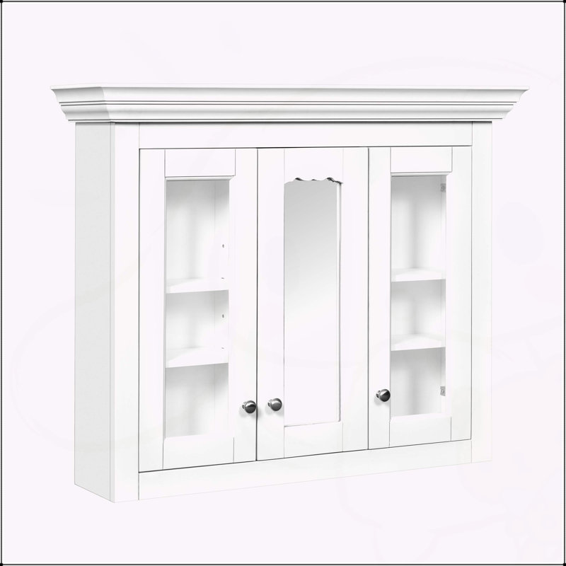Armoire murale polyvalente pour salle de bain avec tablettes réglables et miroir
