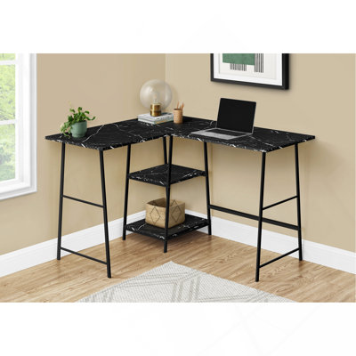 Bureau d'ordinateur, bureau personnel, coin, tablettes de rangement, forme en L, travail, ordinateur portable, métal
