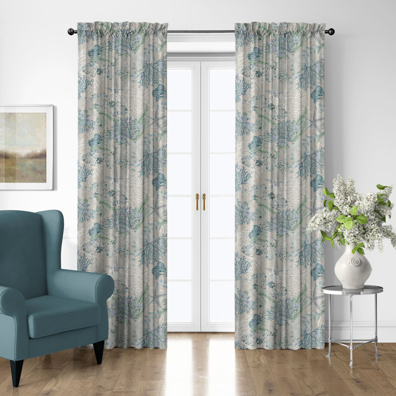 Ensemble de 2 rideaux en coton avec passe-tringle Under The Sea, L 50 po x L 156 po