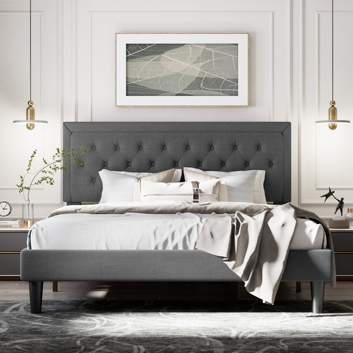 Hegg Tufted Upholstered Platform Bed Frame by Mercury Row®