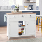 Pull Table Three Drawer Shelves with Wood Top Kitchen Cart
