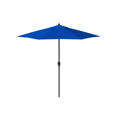 Parasol en fibre de verre de 7,5 pi en aluminium noir pour terrasse de marché et inclinaison automatique Sunbrella