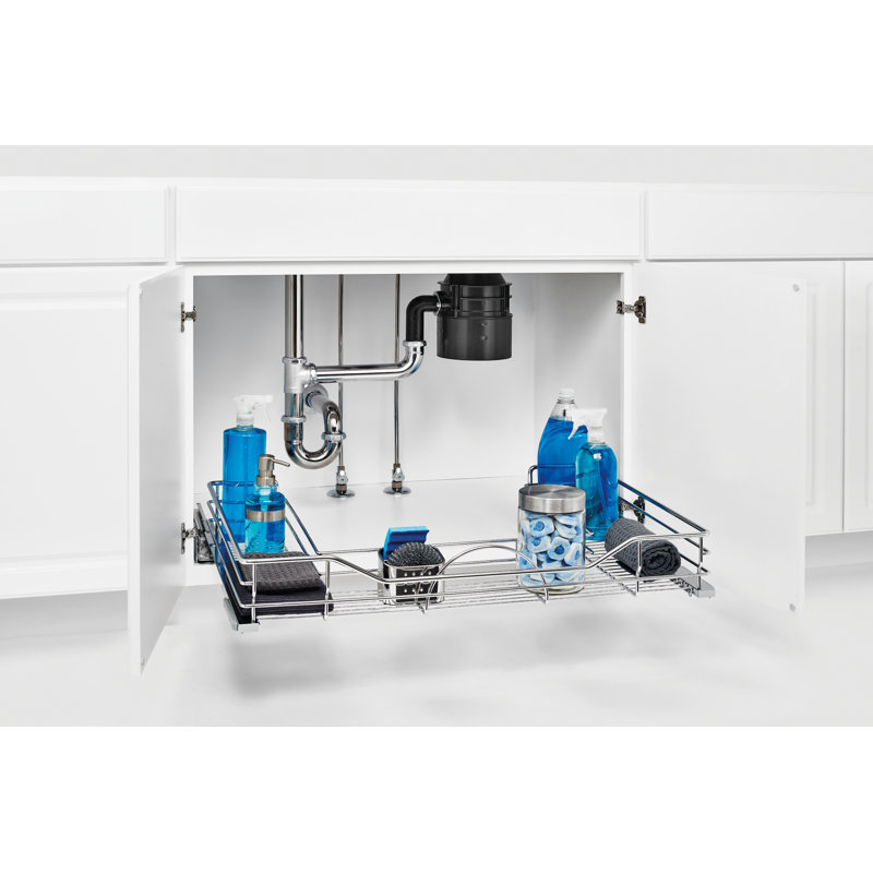 Chrome 33" Under Sink U-Shaped Pull Out Organizer