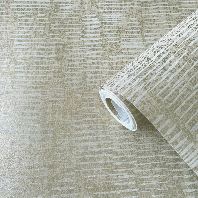 Elegance Collection Stripy Shimmer Wallpaper Roll, Beige