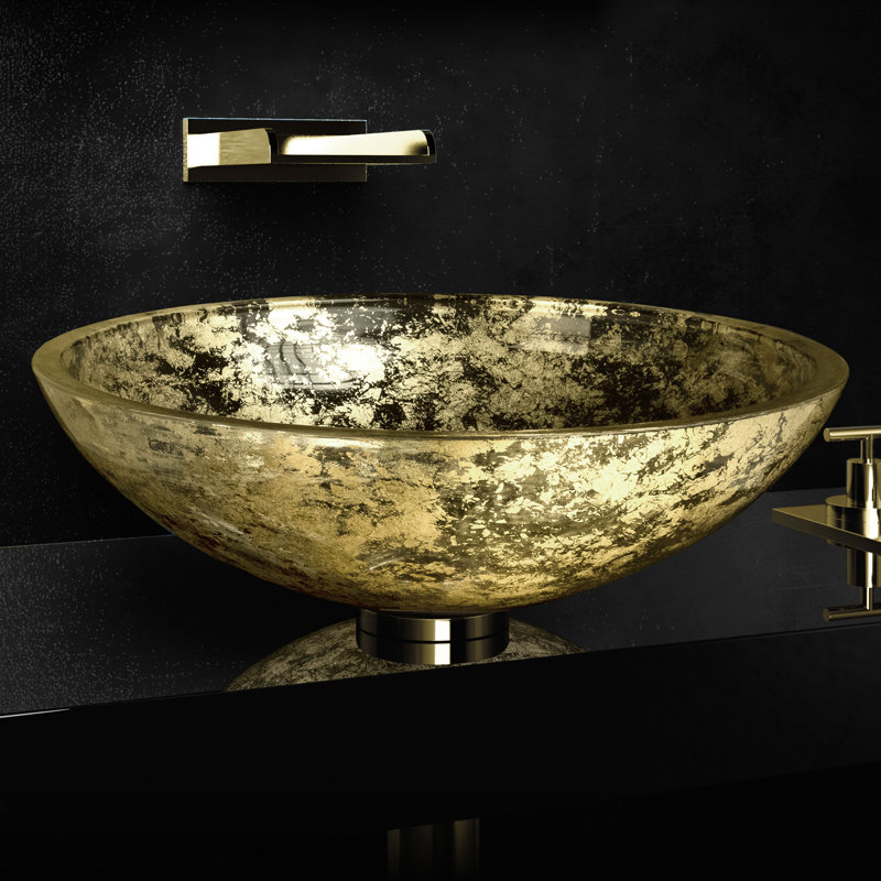 Moon 17.3'' L Bathroom Sink, Gold Leaf
